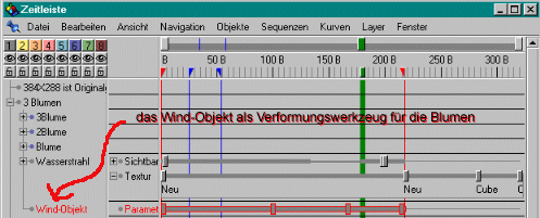 der Winddeformer in der Zeitleiste